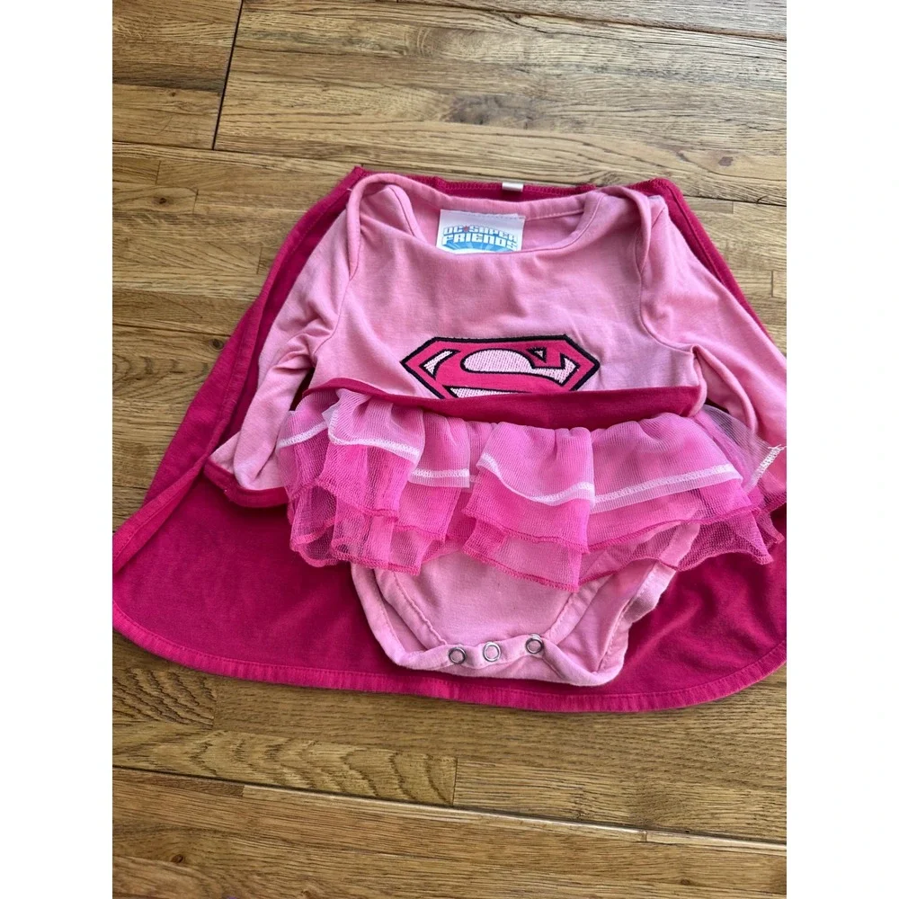 DC Super Friends Supergirl Bodysuit Tutu‎ Dress with Cape 6-12 Months